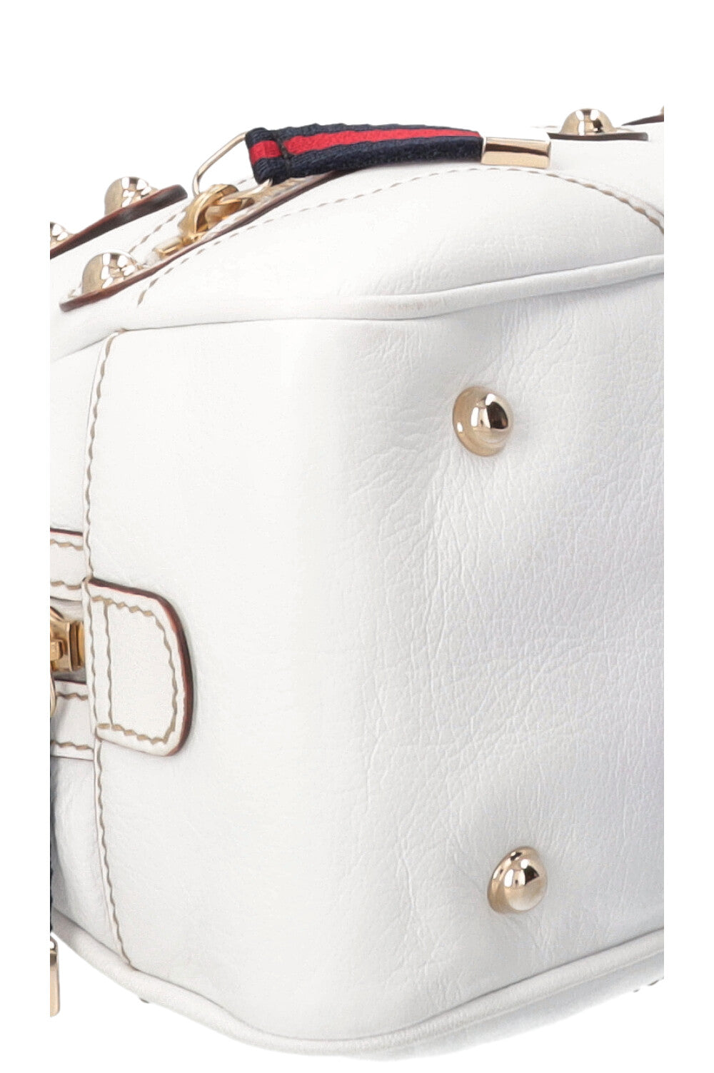 GUCCI Small Capri Bowler Chain Bag Leather White