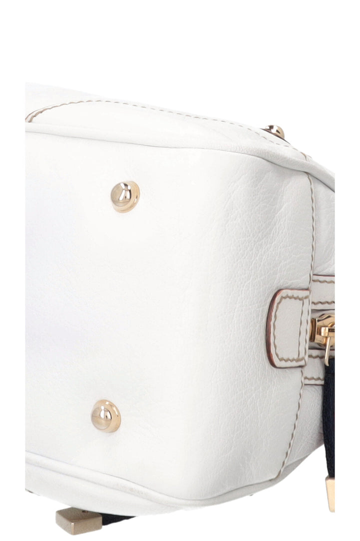 GUCCI Small Capri Bowler Chain Bag Leather White