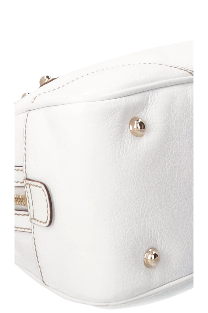 GUCCI Small Capri Bowler Chain Bag Leather White