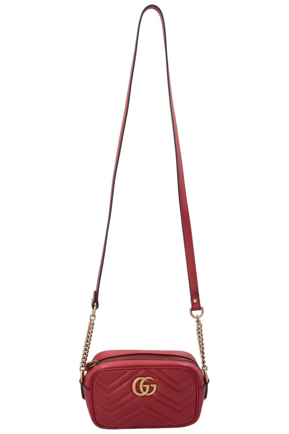 GUCCI Small Marmont Camera Bag Leather Red