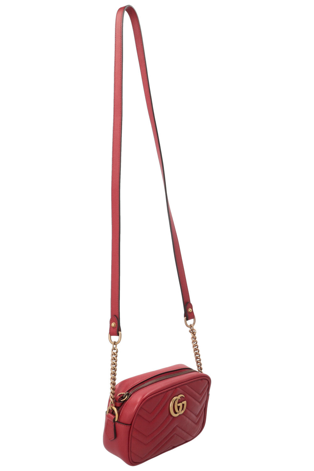 GUCCI Small Marmont Camera Bag Leather Red