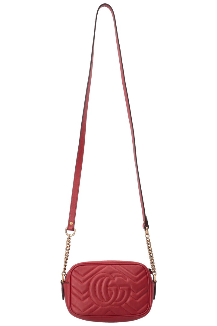 GUCCI Small Marmont Camera Bag Leather Red