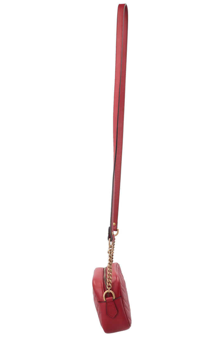 GUCCI Small Marmont Camera Bag Leather Red