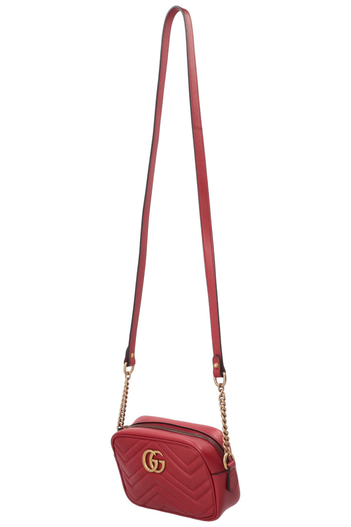 GUCCI Small Marmont Camera Bag Leather Red