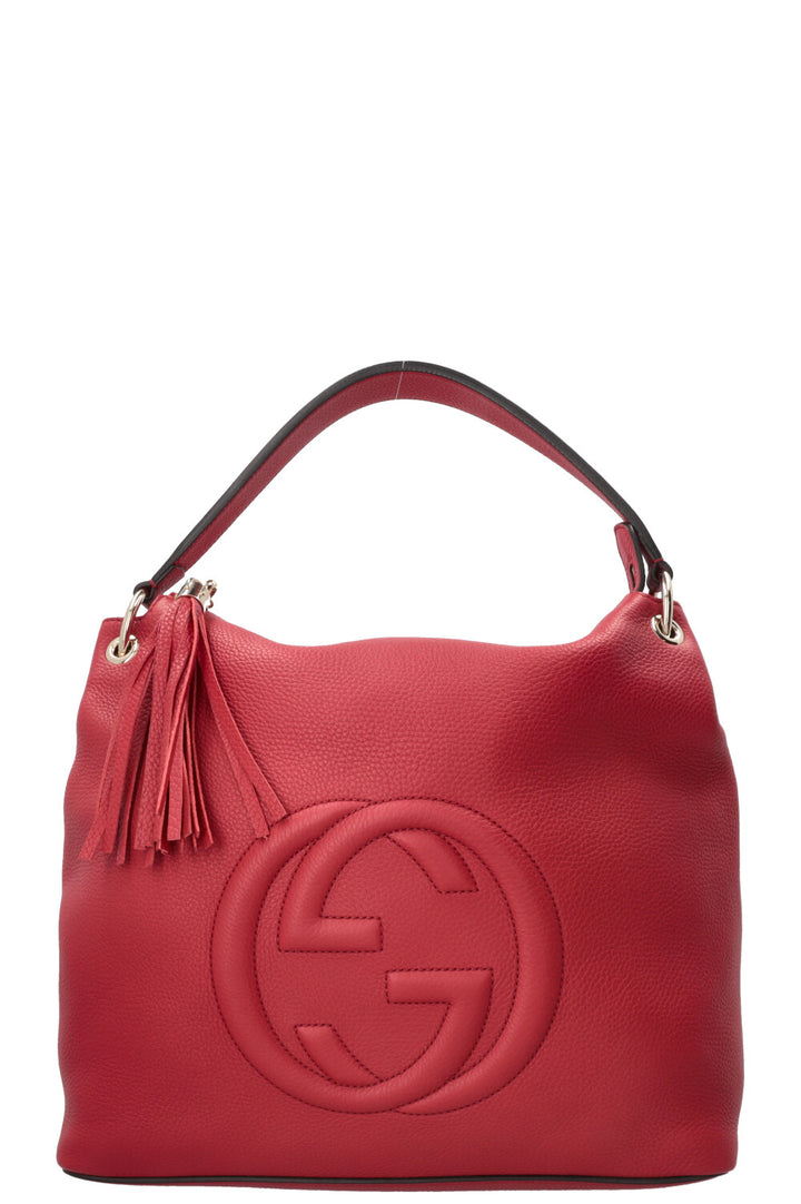 GUCCI Soho Hobo Bag Leather Red