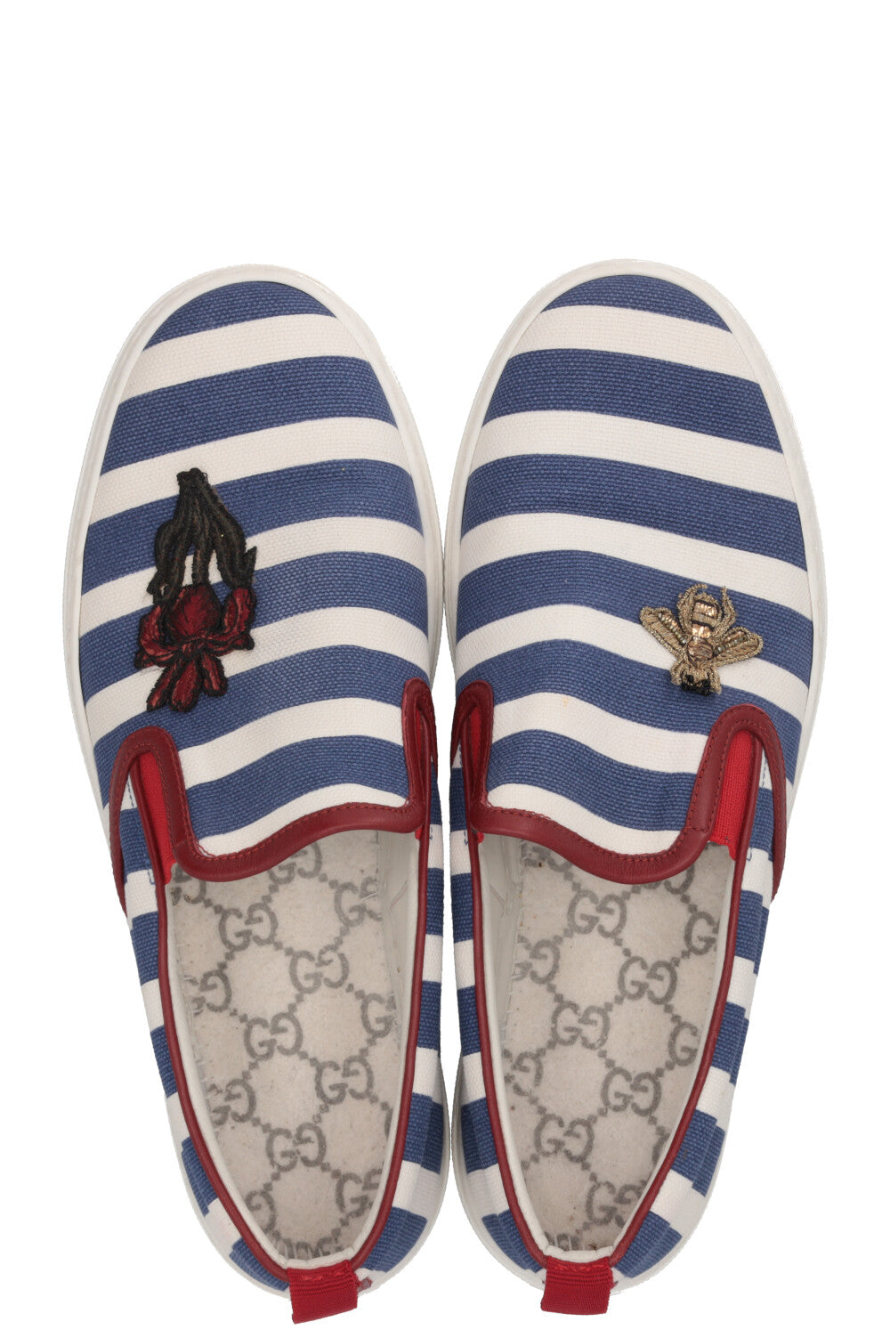 GUCCI Striped Dublin Slip On's Blue White