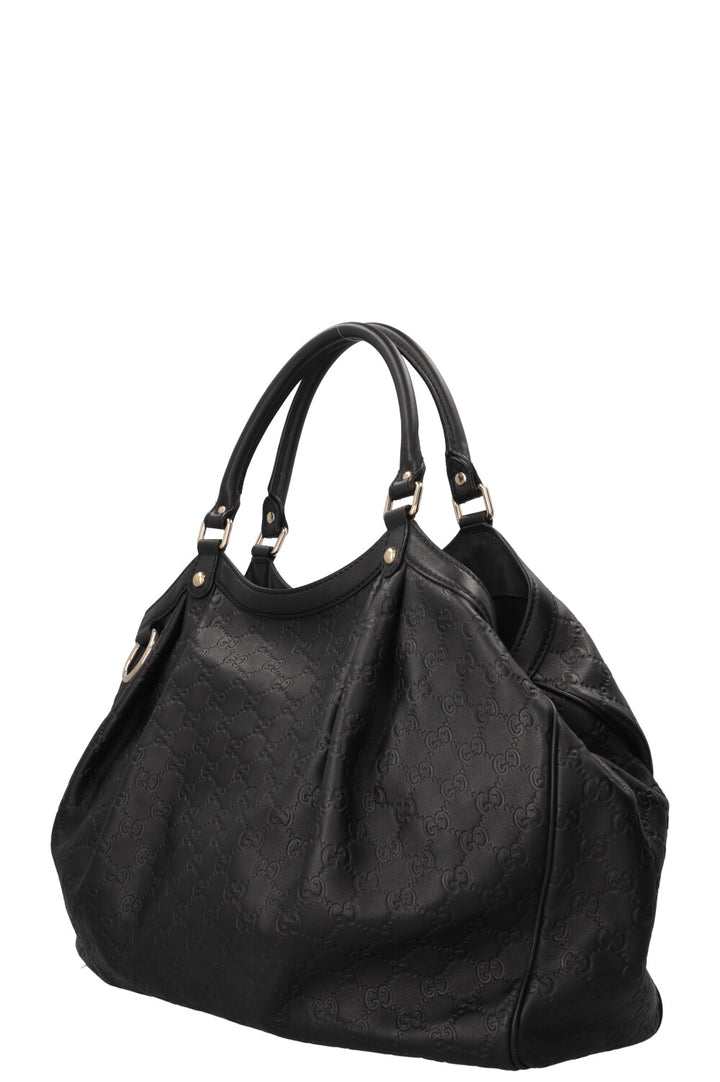 GUCCI Sukey Hobo Bag Leather Guccissima Black