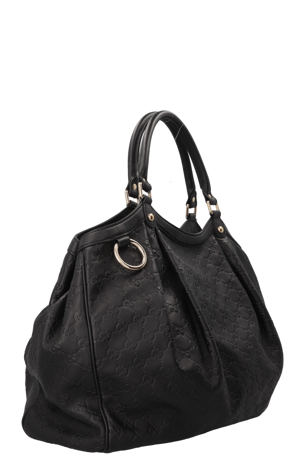GUCCI Sukey Hobo Bag Leather Guccissima Black
