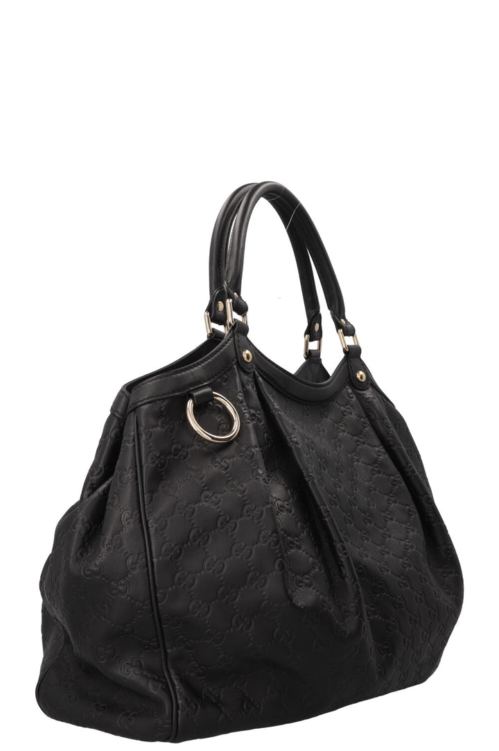 GUCCI Sukey Hobo Bag Leather Guccissima Black