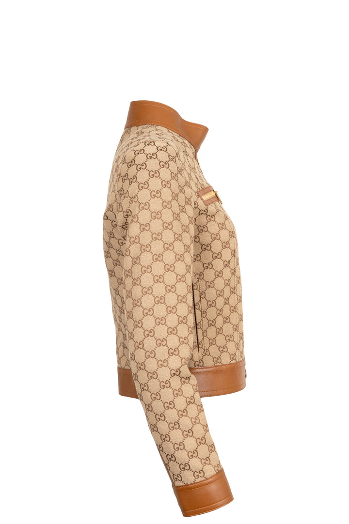 GUCCI Supreme Canvas Leather Detail Zip Jacket