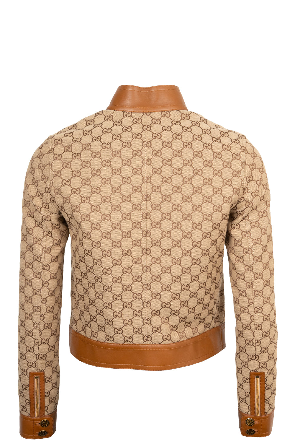 GUCCI Supreme Canvas Leather Detail Zip Jacket