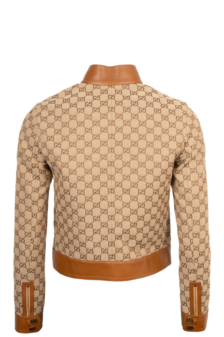 GUCCI Supreme Canvas Leather Detail Zip Jacket
