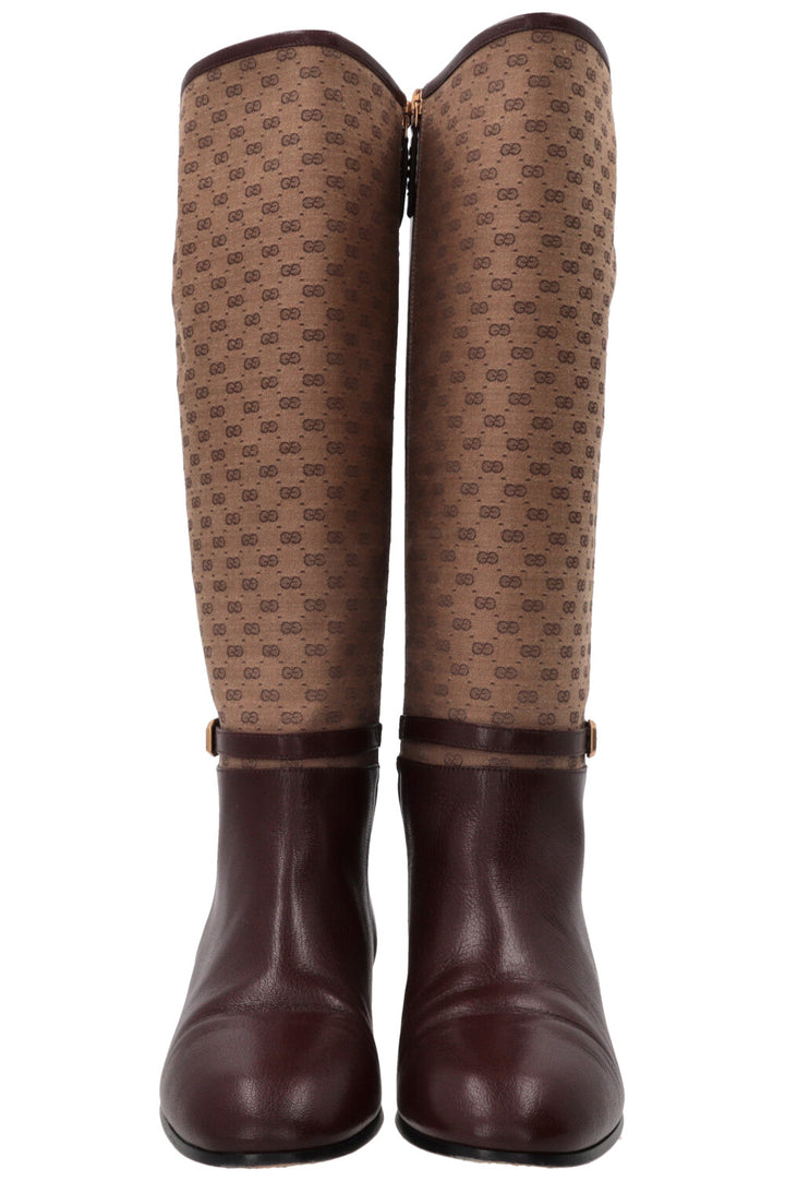 GUCCI Supreme GG Knee High Boots Bordeaux