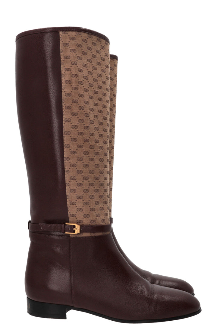 GUCCI Supreme GG Knee High Boots Bordeaux