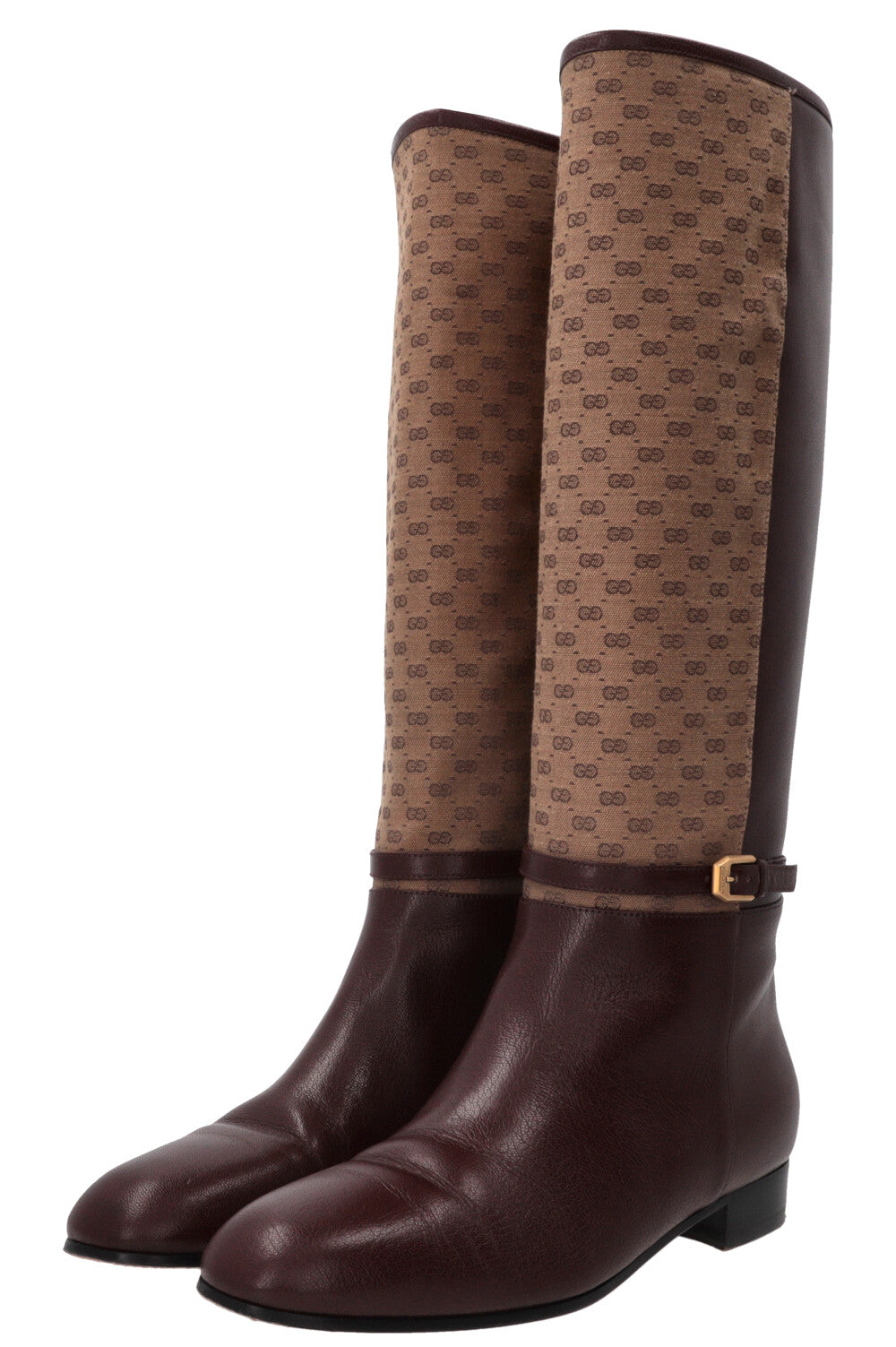 GUCCI Supreme GG Knee High Boots Bordeaux