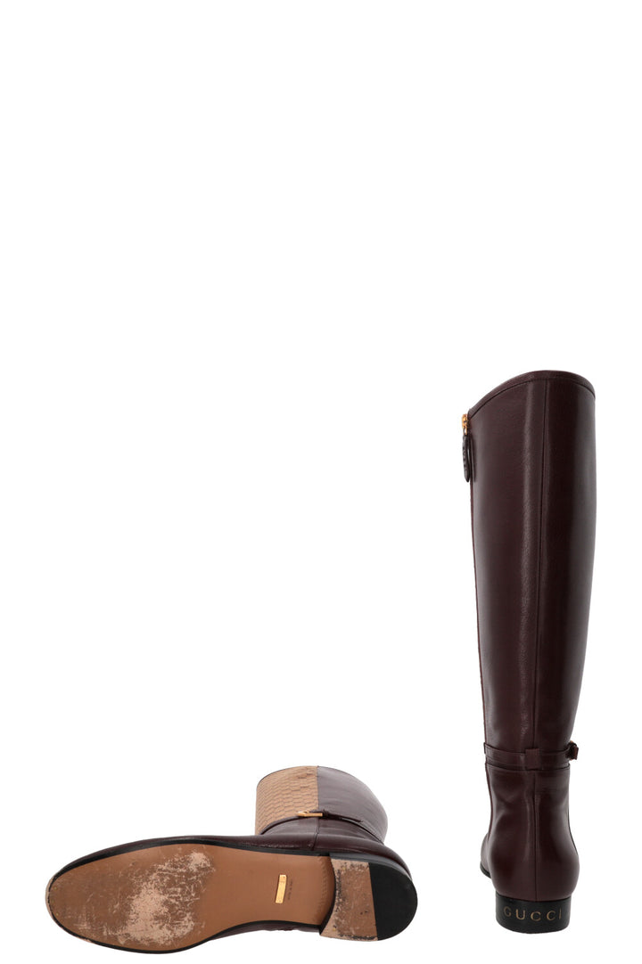 GUCCI Supreme GG Knee High Boots Bordeaux
