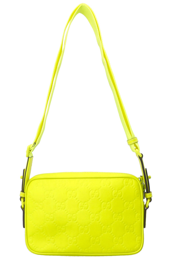 Sac bandoulière GUCCI Supreme GG Néon en cuir jaune néon