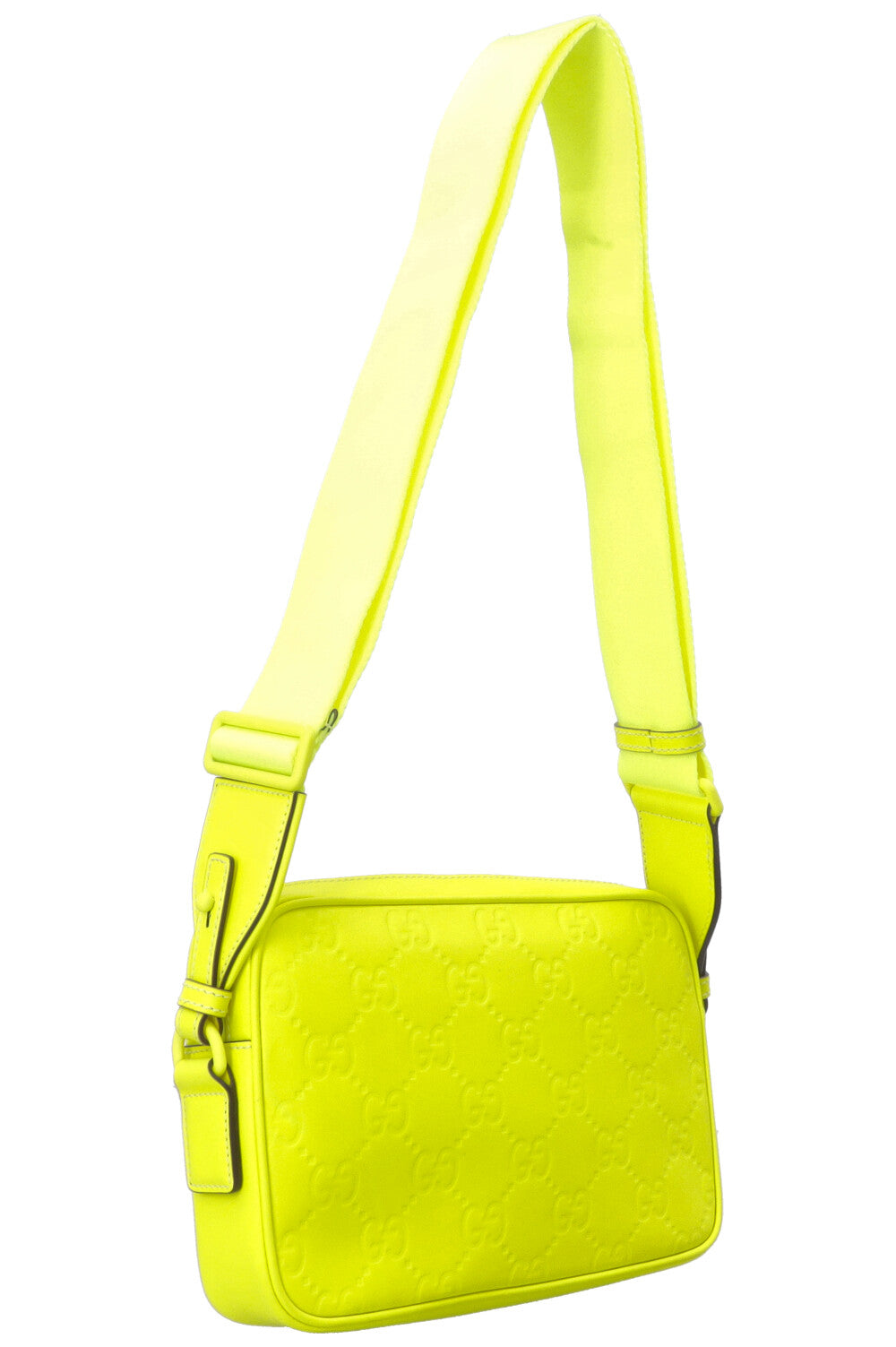 Sac bandoulière GUCCI Supreme GG Néon en cuir jaune néon