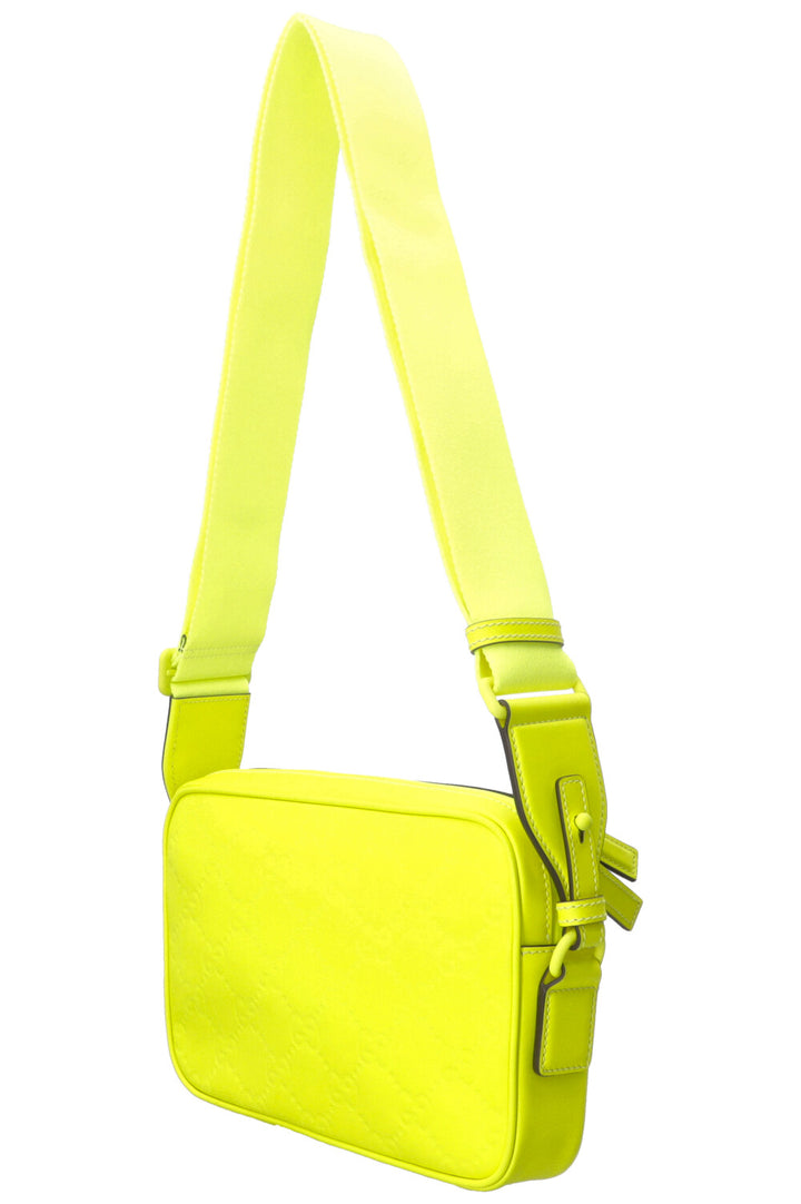 Sac bandoulière GUCCI Supreme GG Néon en cuir jaune néon