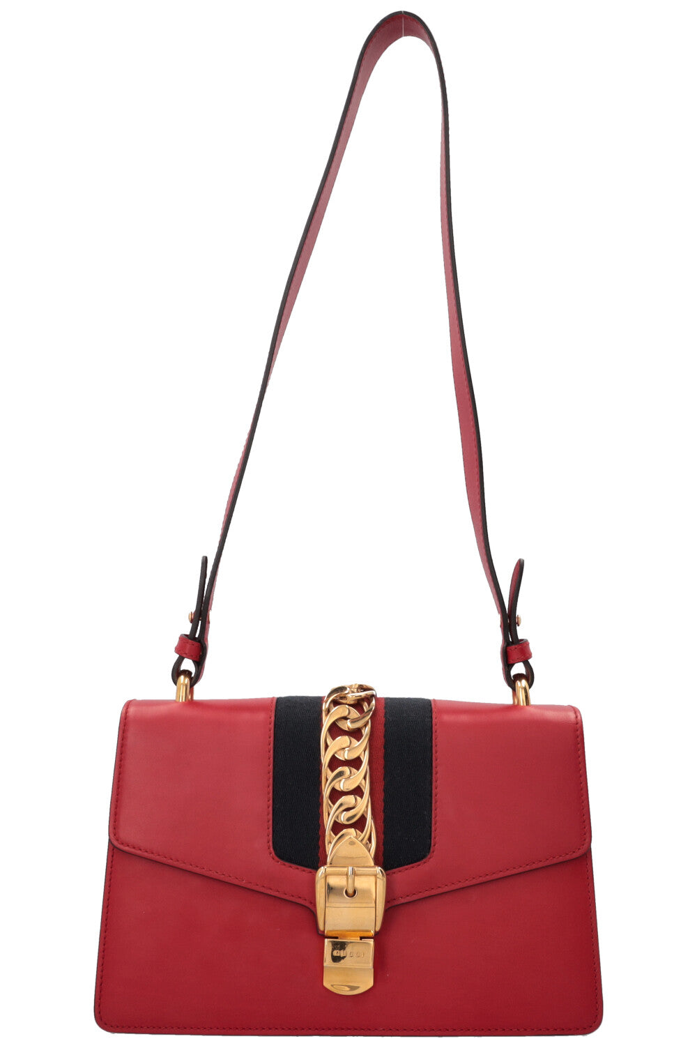 GUCCI Sylvie Hand Bag Small Leather Red