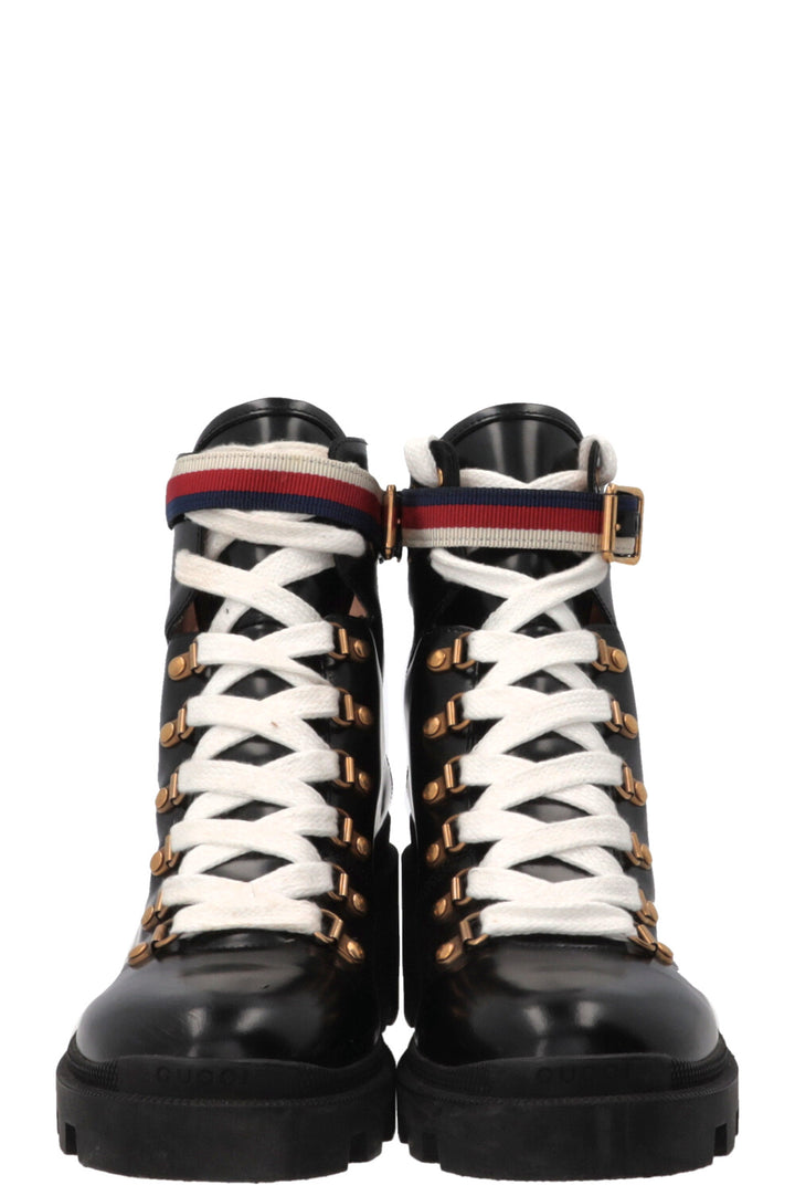 Bottines Sylvie Web en cuir de veau noir GUCCI