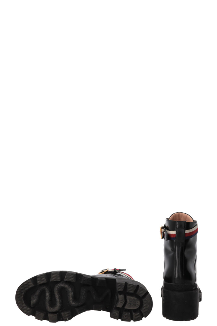 Bottines Sylvie Web en cuir de veau noir GUCCI