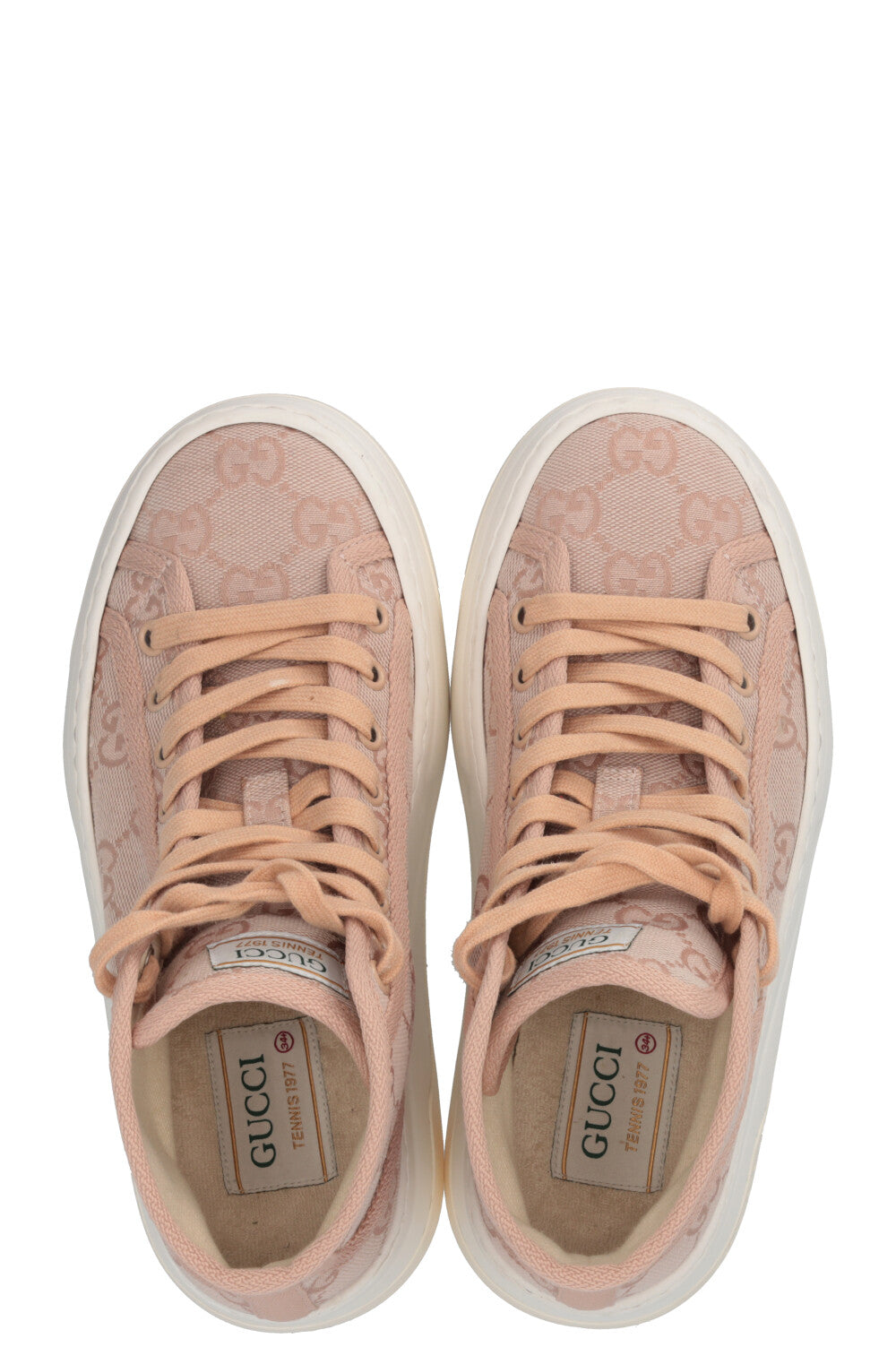 GUCCI Tennis 1977 High Top Sneakers Jacquard Rose