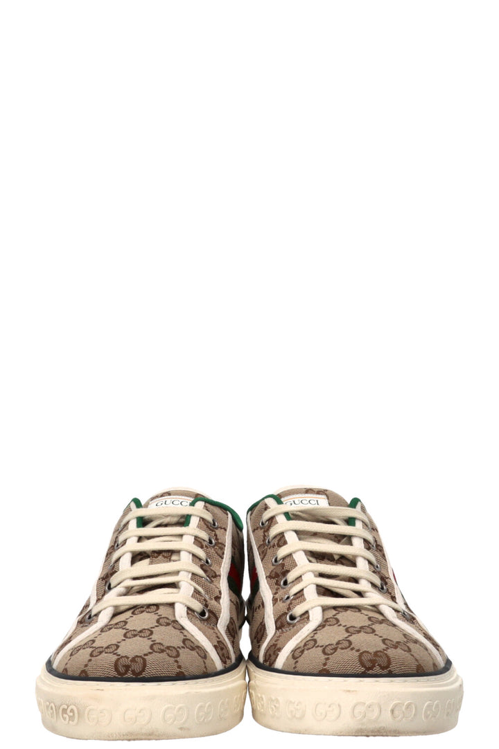 GUCCI Tennis Sneakers Canvas Beige