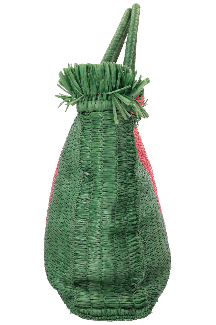 GUCCI Web Raffia Tote Bag Green Red