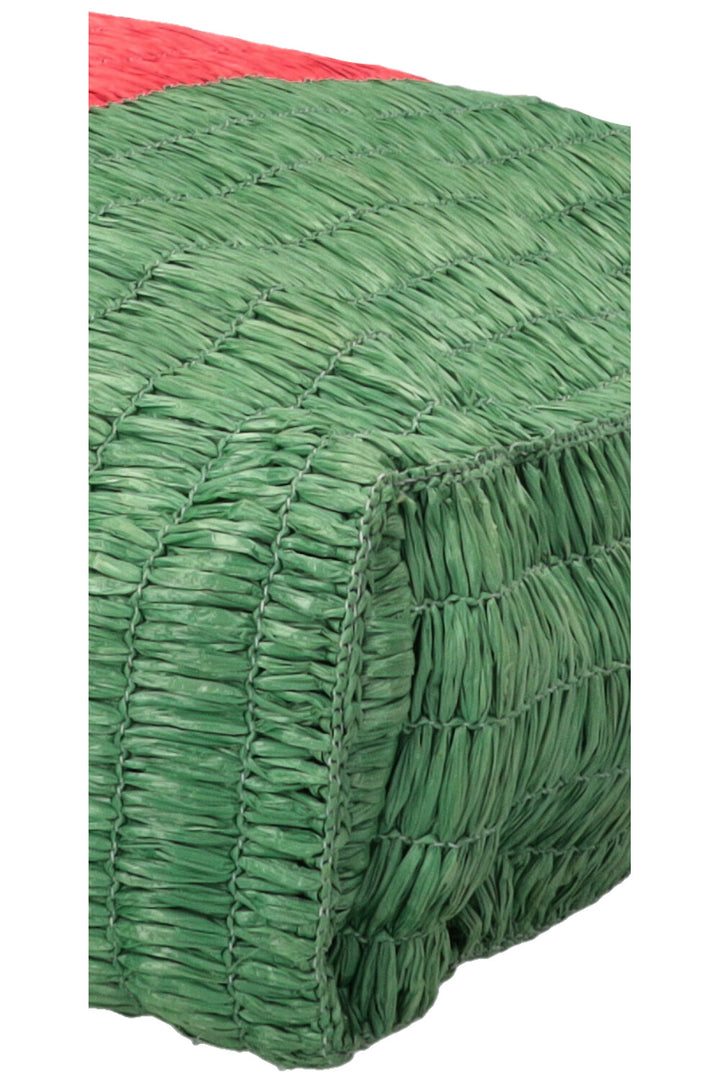 GUCCI Web Raffia Tote Bag Green Red