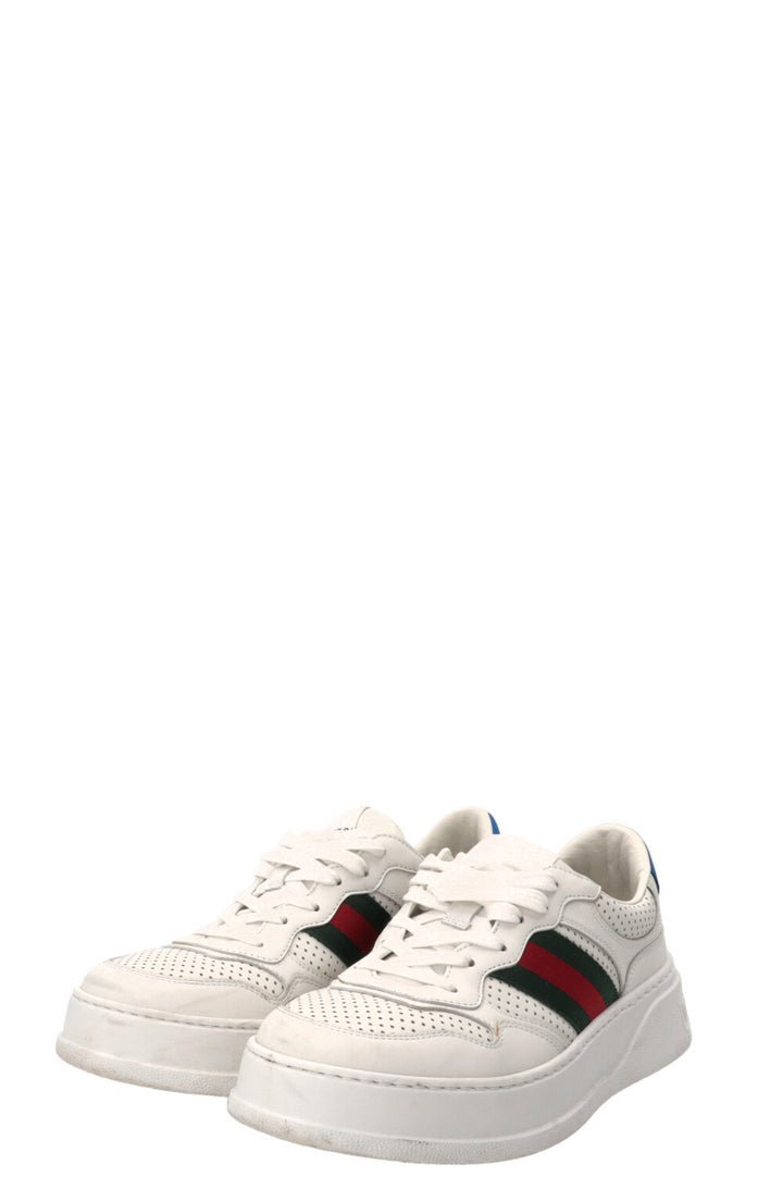 Baskets Gucci Web en cuir de veau blanc