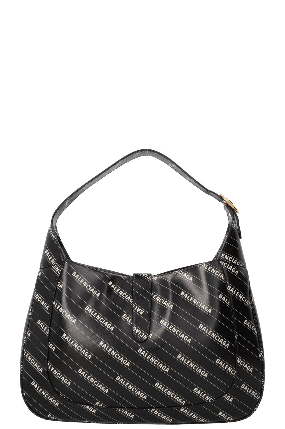 GUCCI X Balenciaga Logo Print Jackie 1961 Medium Leather Black