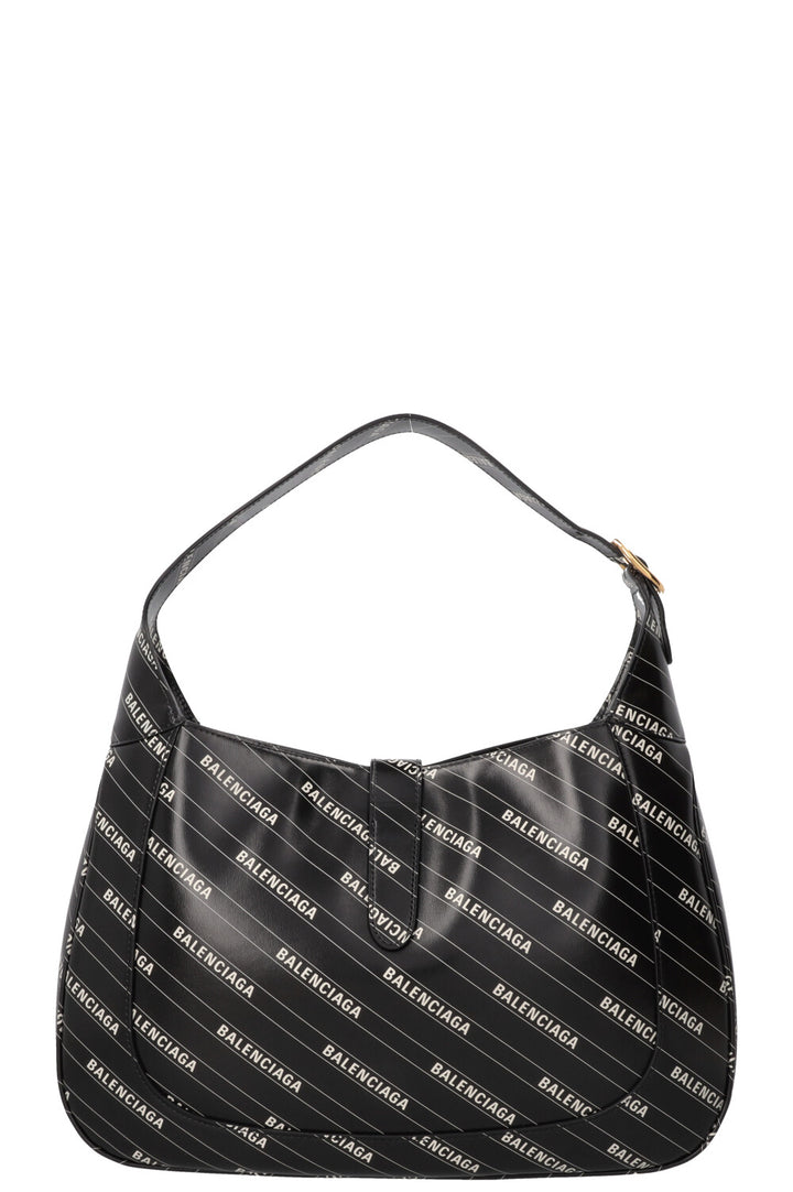 GUCCI X Balenciaga Logo Print Jackie 1961 Medium Leather Black