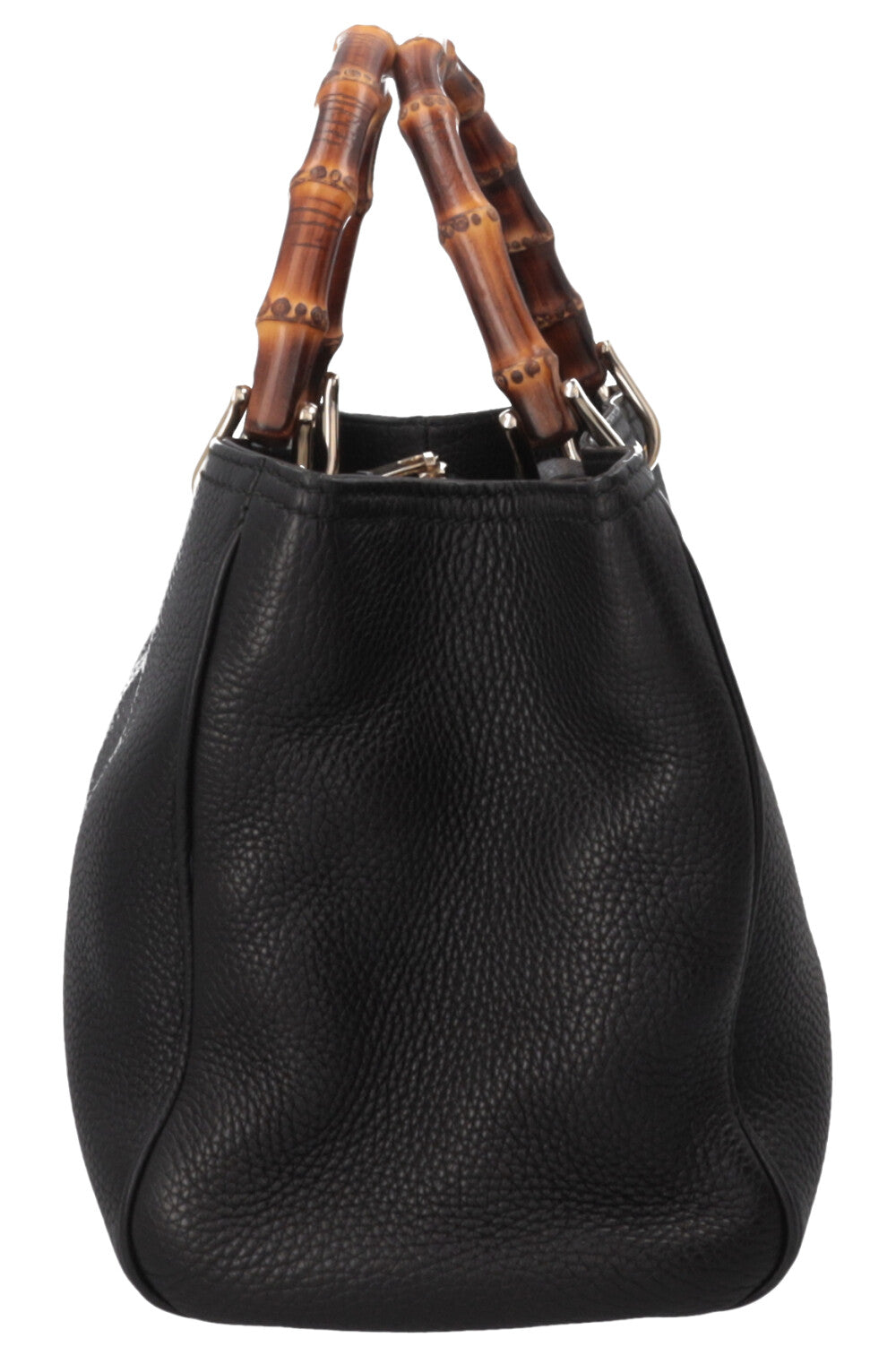 GUCCI Bamboo 2 Way Tote Medium Leather Black