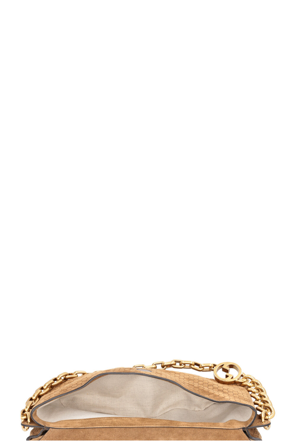 GUCCI GG Chain Maxi Bag Suede Brown