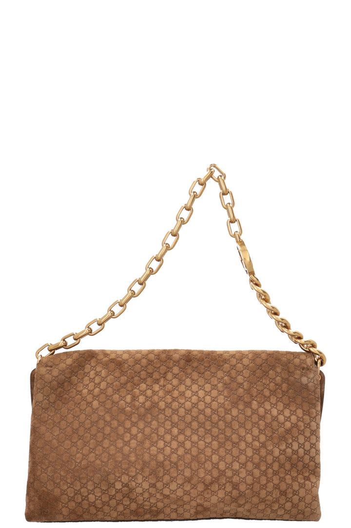 GUCCI GG Chain Maxi Bag Suede Brown