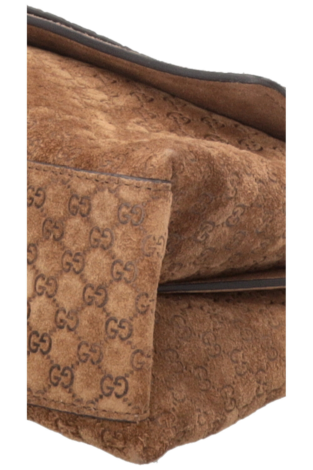 GUCCI GG Chain Maxi Bag Suede Brown