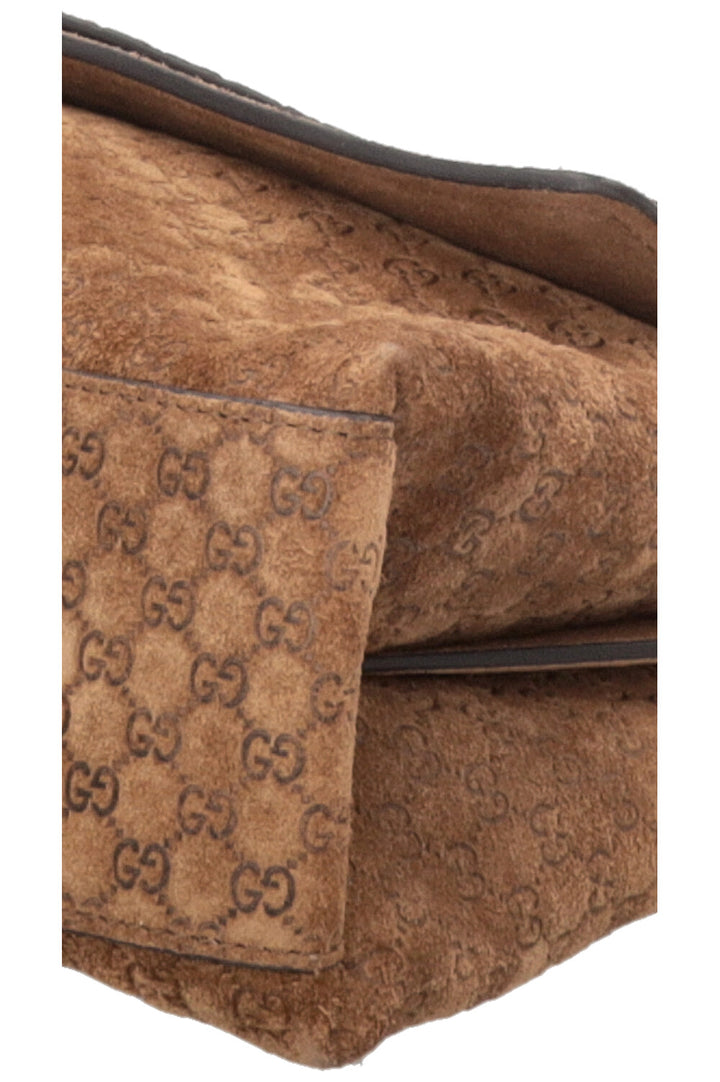 GUCCI GG Chain Maxi Bag Suede Brown