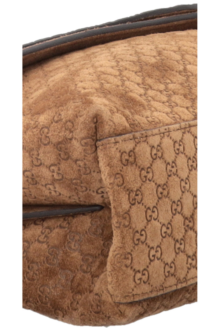 GUCCI GG Chain Maxi Bag Suede Brown