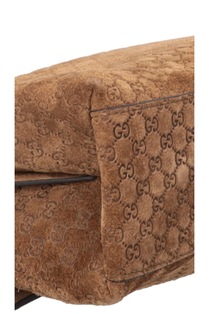 GUCCI GG Chain Maxi Bag Suede Brown