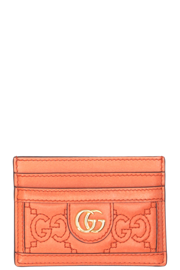 GUCCI Porte-cartes GG Matelassé Cuir Orange