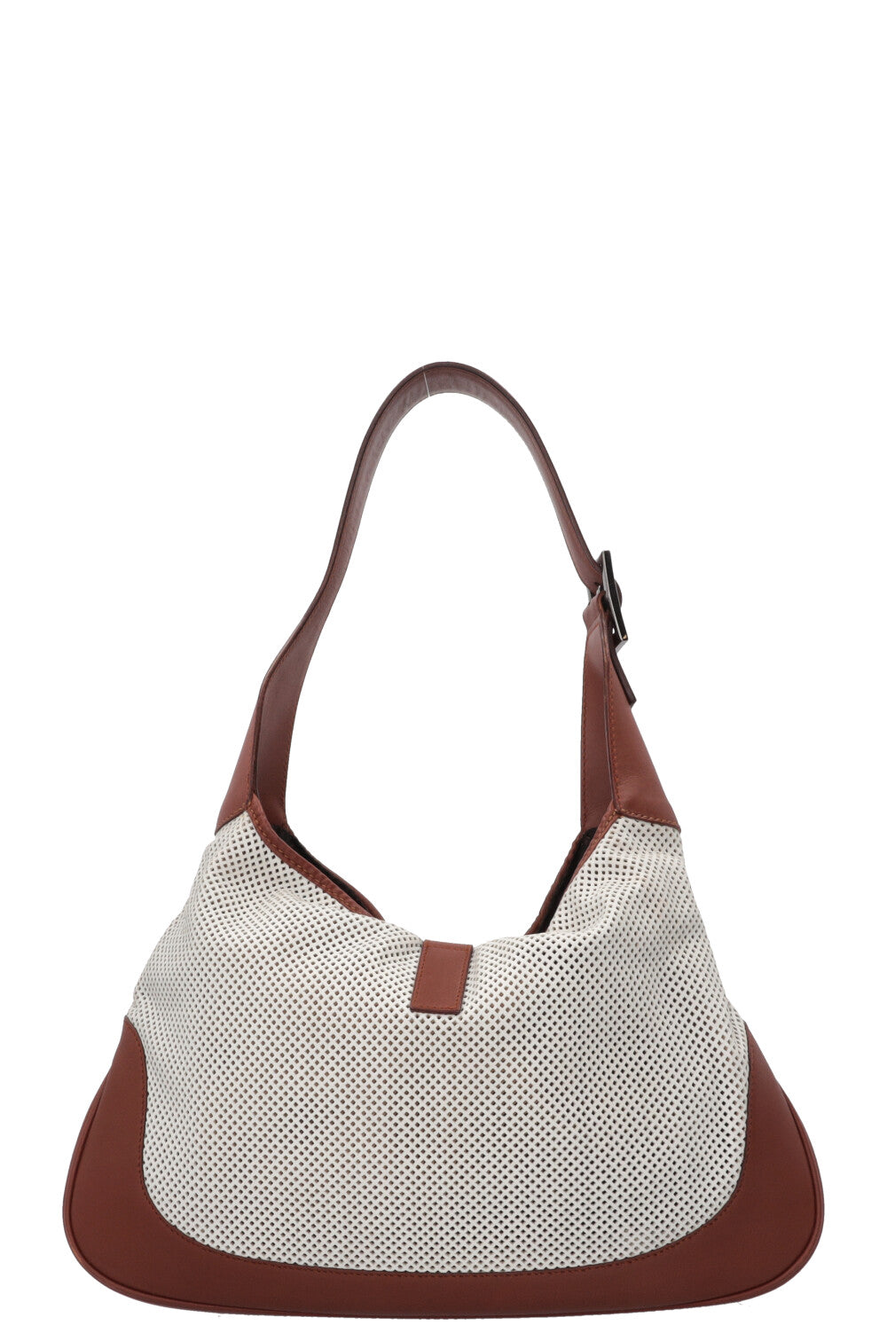 GUCCI Jackie Bag Small Perforated Leather White Brown