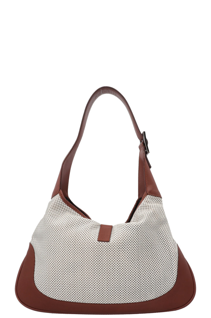 GUCCI Jackie Bag Small Perforated Leather White Brown