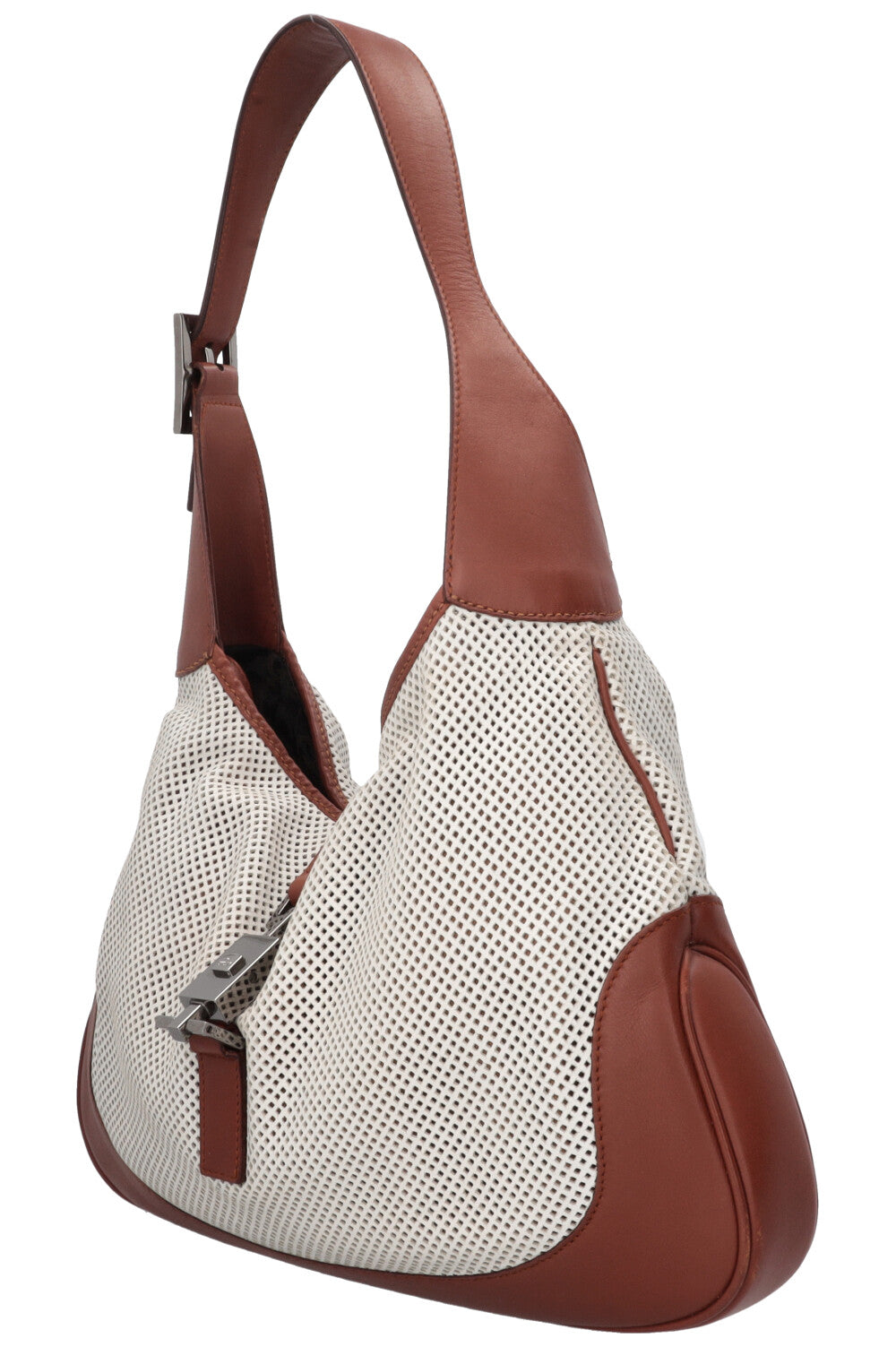 GUCCI Jackie Bag Small Perforated Leather White Brown