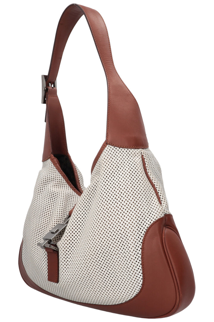GUCCI Jackie Bag Small Perforated Leather White Brown