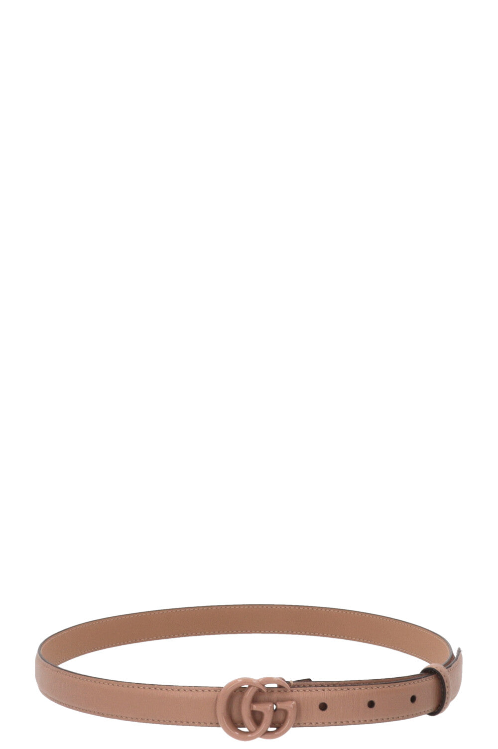 GUCCI Marmont GG Slim Belt Leather Beige