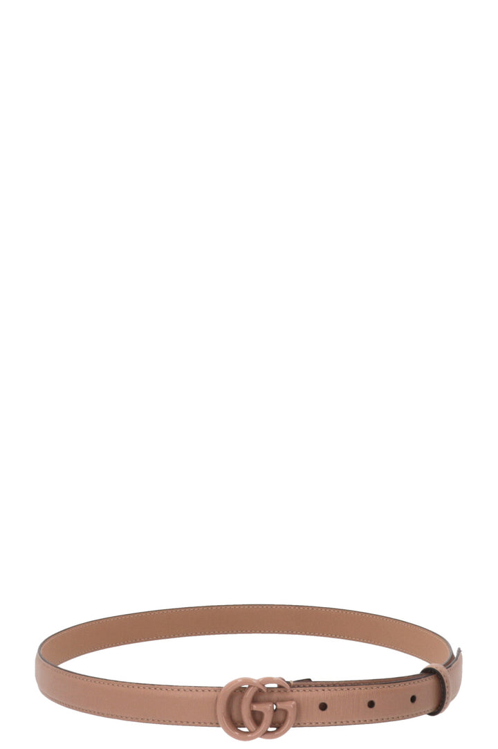 GUCCI Marmont GG Slim Belt Leather Beige