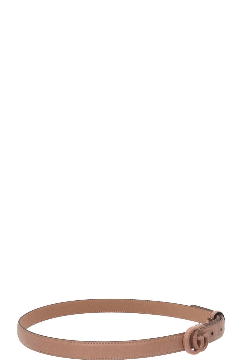 GUCCI Marmont GG Slim Belt Leather Beige