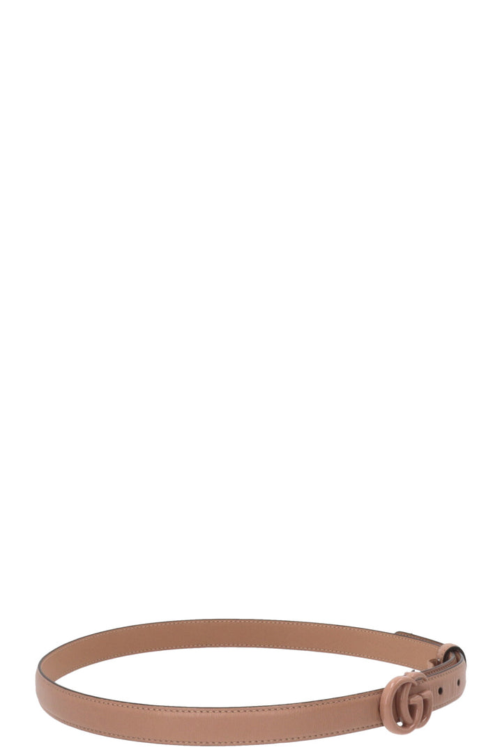 GUCCI Marmont GG Slim Belt Leather Beige