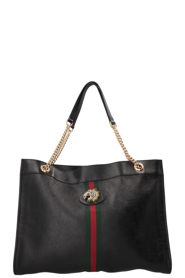 GUCCI Rajah Tote Leather Black